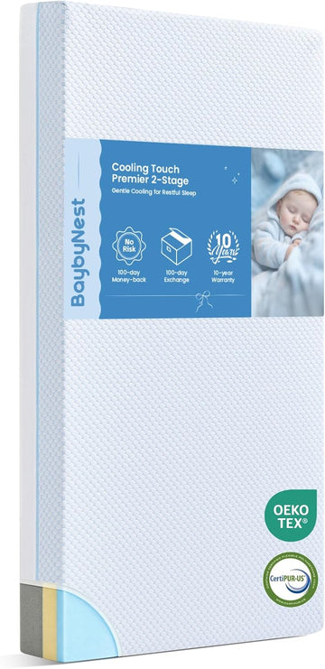 Dual-Sided Crib Mattress 52x27.5x6, Cooling Temperature Balance Removable Cover, Infant Support Foam, CertiPUR-US