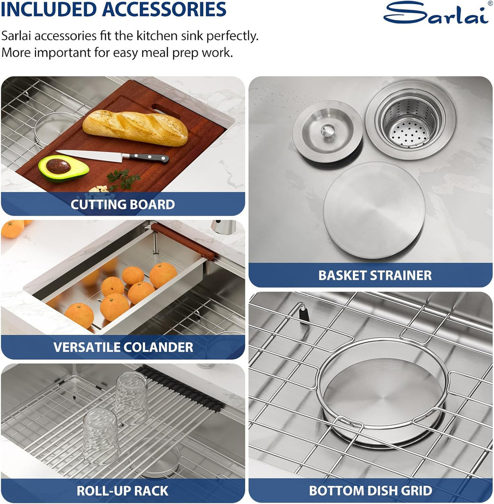 ADA Undermount Kitchen Sink, 32 Inch Undermount Workstation Kitchen Sink 6-Inch Low Depth ADA Compliant Single Bowl