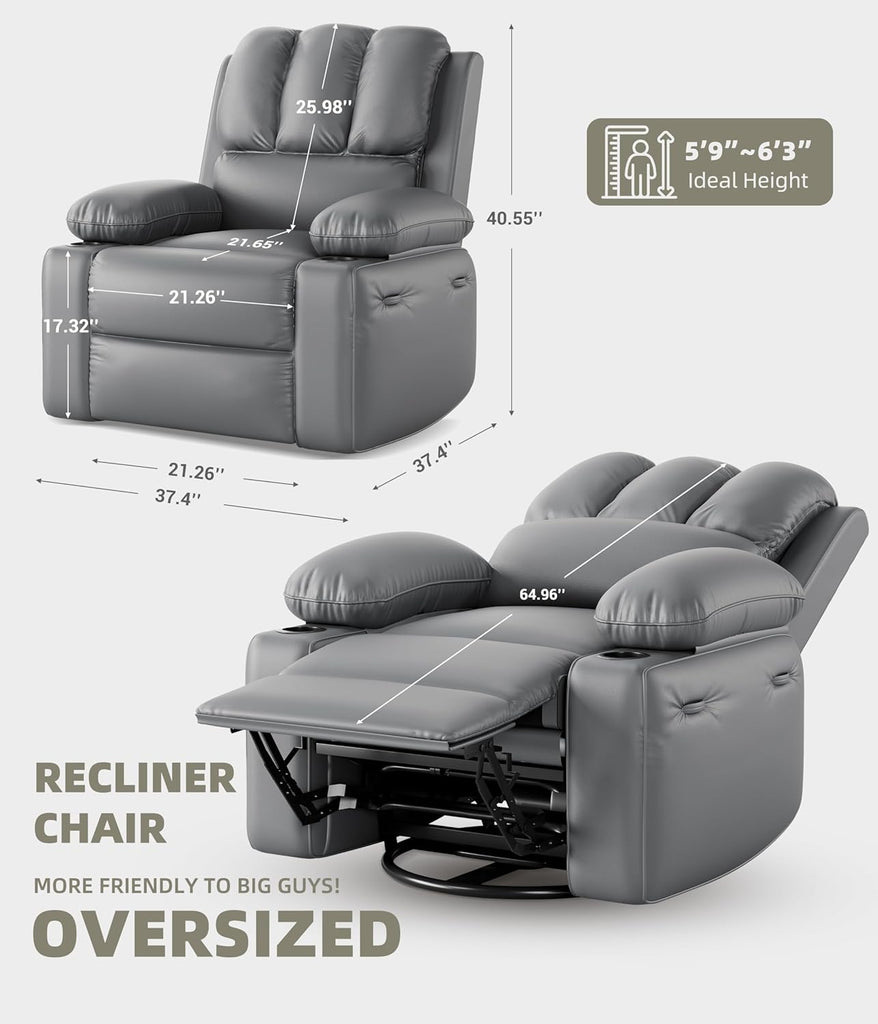 Recliner Chairs, Classic Manual Leather Recliner
