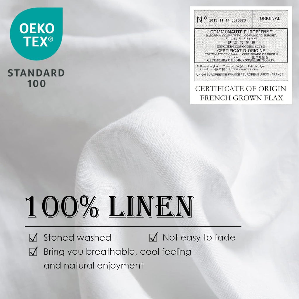 100% Washed Linen Euro Shams 26'' x 26'' Pack of 2, Basic Style Solid Color Natural Flax Farmhouse Decorative Square
