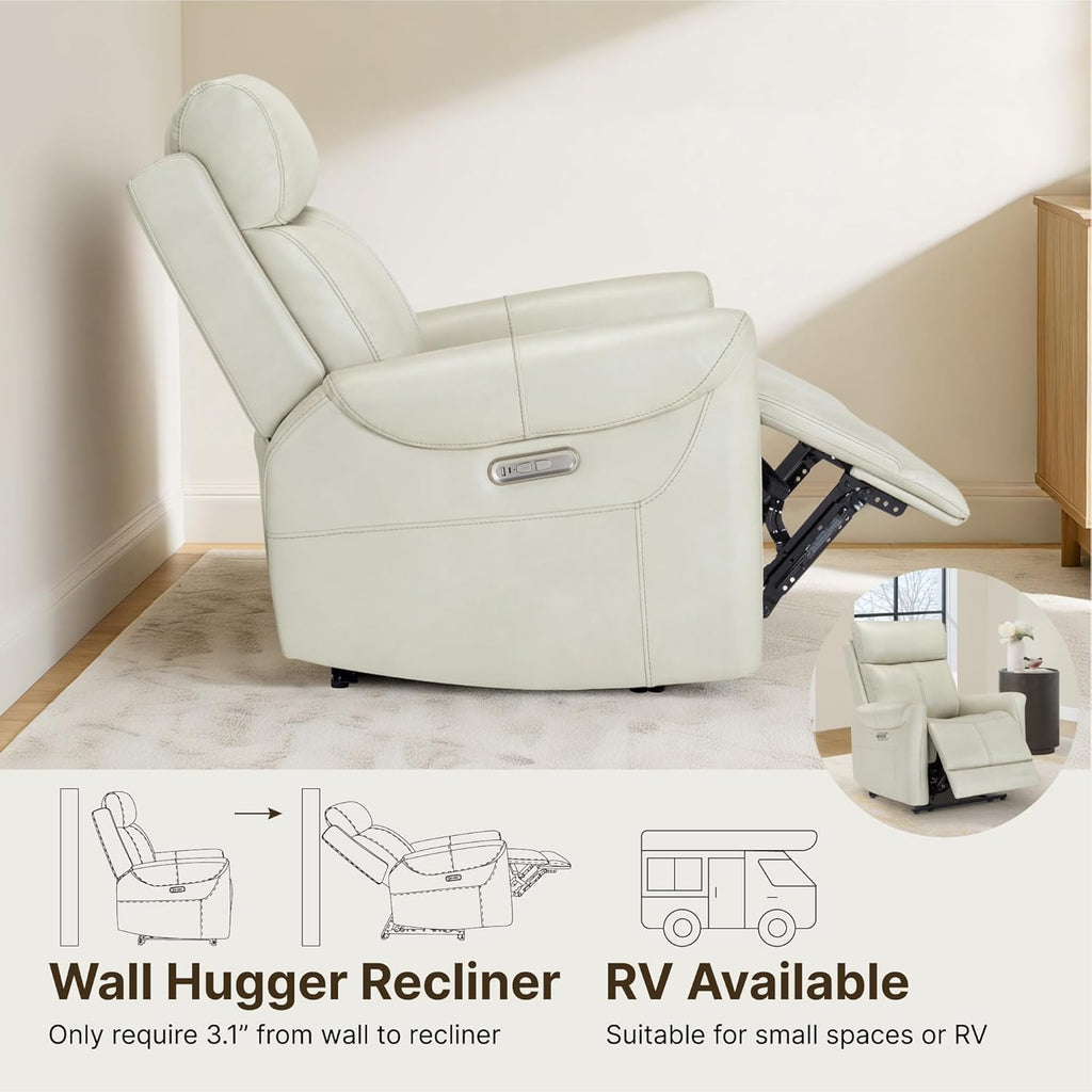Leather Recliner Chair for Adults Wall Hugger RV Recliner with USB Charging Ports Electric Power Reclining Sofa Home
