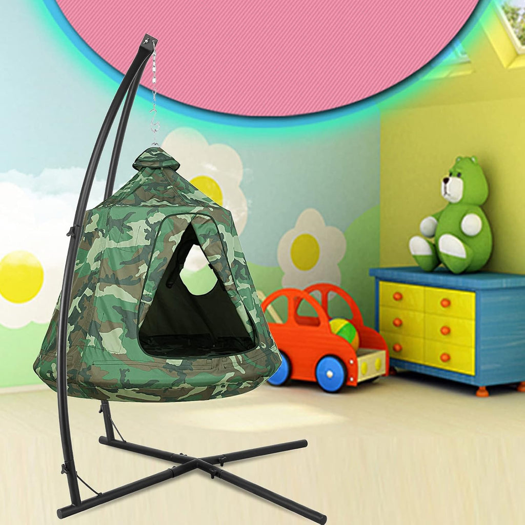 X-Shaped Hanging Tree Tent W/Swing Chair,Hammock Chair W/Stand | Canopy w/Steel Frame,Indoor Outdoor Egg Basket Patio