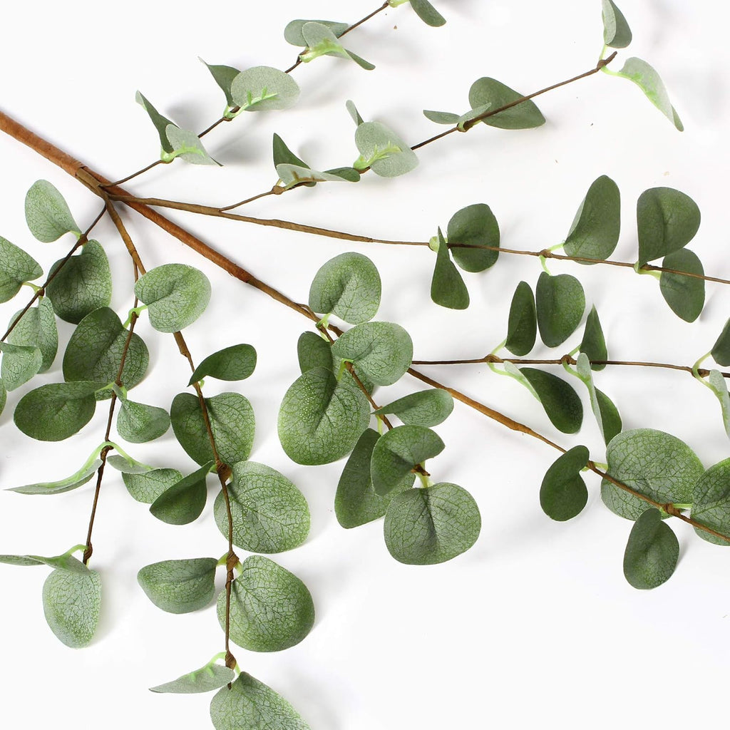 12 Pcs 27" Eucalyptus Stems Greenery Stems Eucalyptus Leaf Spray in Green Silk Plastic Plants Floral Artificial