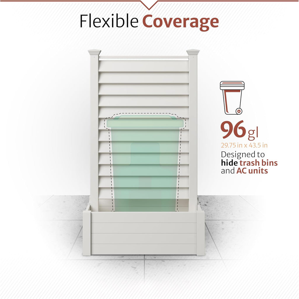 6ft H Outdoor Freestanding 1 Privacy Fence Screen Panel with Planter Box for Deck, Yard, Pool, or , Vinyl Raised