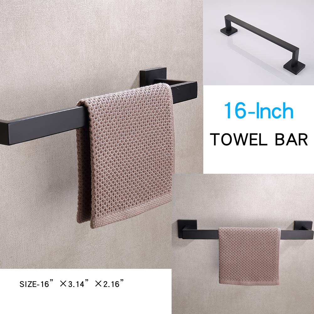 3-Piece Bathroom Hardware Set Matte Black Wall Mounted Bathroom Accessory Set, Premium Stainless Steel Robe Hook