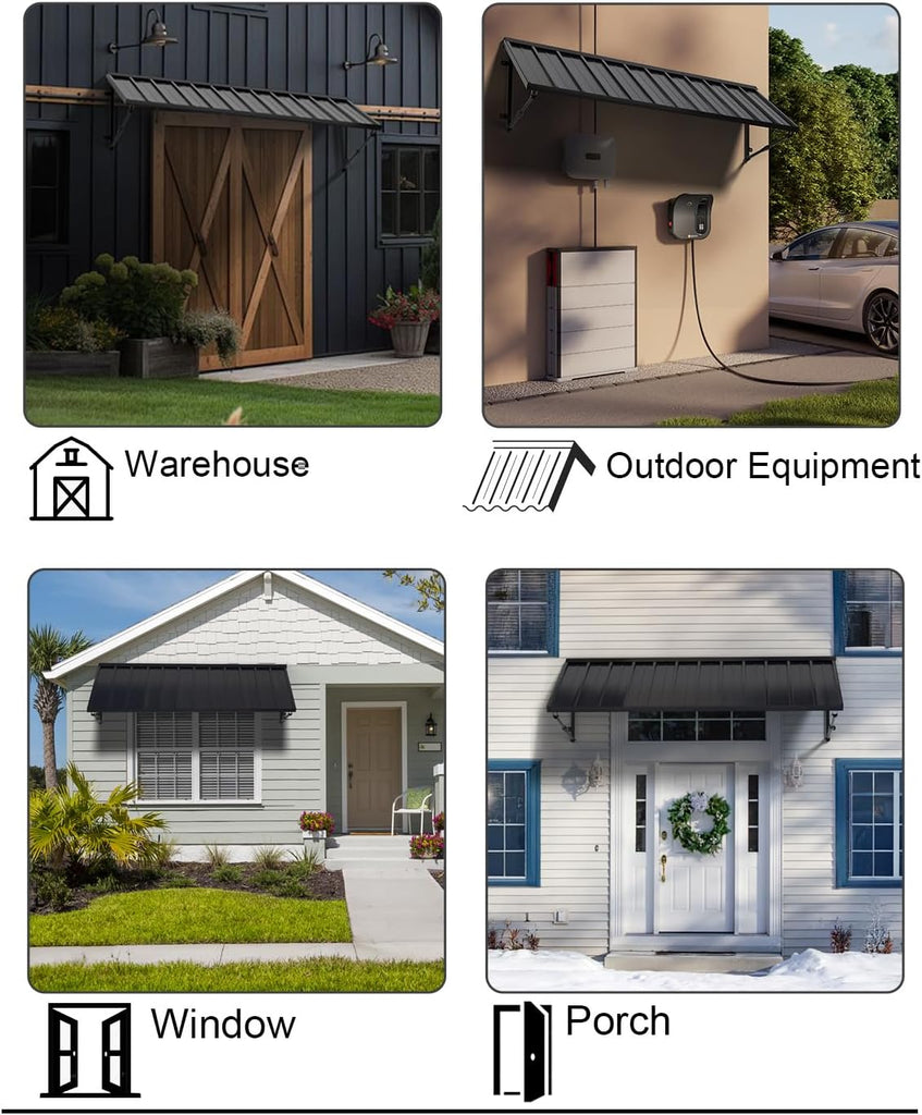 81x24 Inch Metal Awning for Door Entrance, Heavy-Duty Window Awning with Adjustable Angle, Weather-Resistant Outdoor