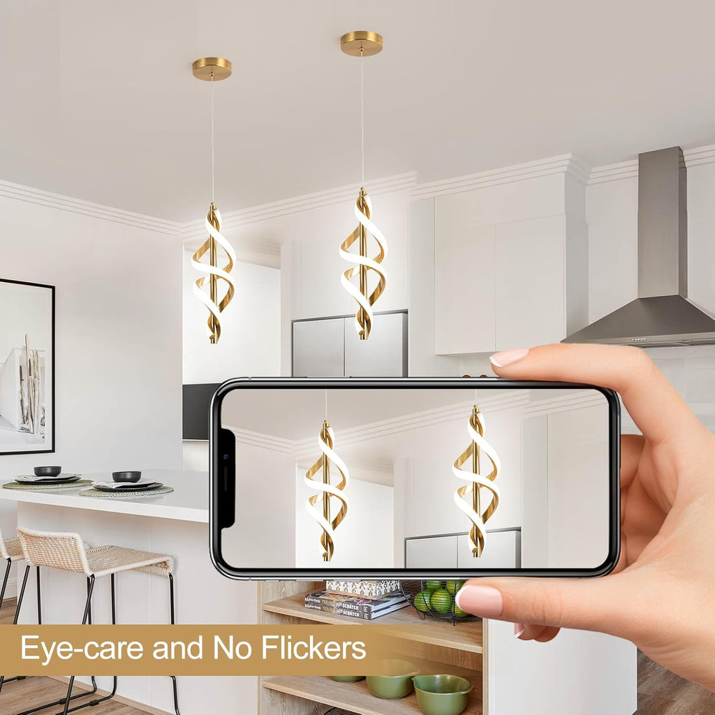 Gold Led Pendant Light,4000K Modern LED Pendant Lights Kitchen Island,Adjustable Height Pendant Lighting Over Island