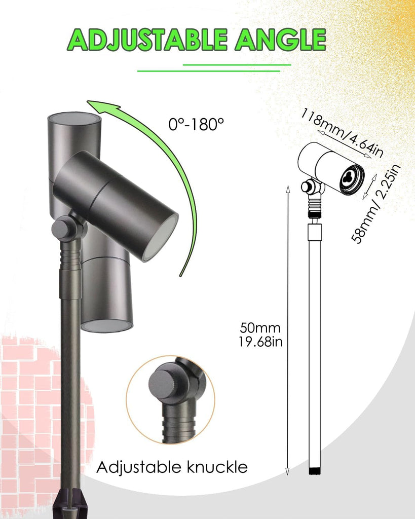 Low Voltage Landscape Path Light Spotlight 12V 5W MR16 2-Pack | Cast Aluminum Landscape Lighting, Replaceable MR16