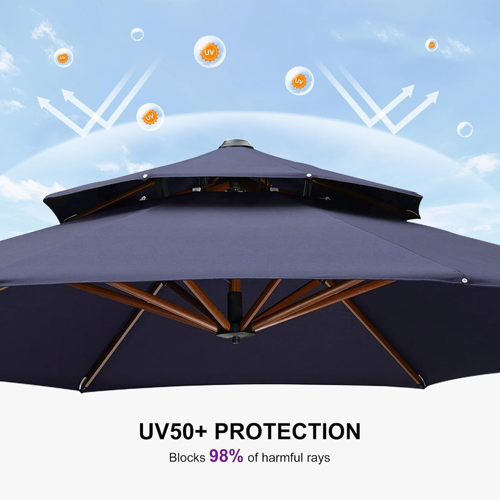11ft Patio Umbrella Outdoor Round Umbrellas Large Cantilever Umbrella Windproof Offset Umbrellas Heavy Duty Sun