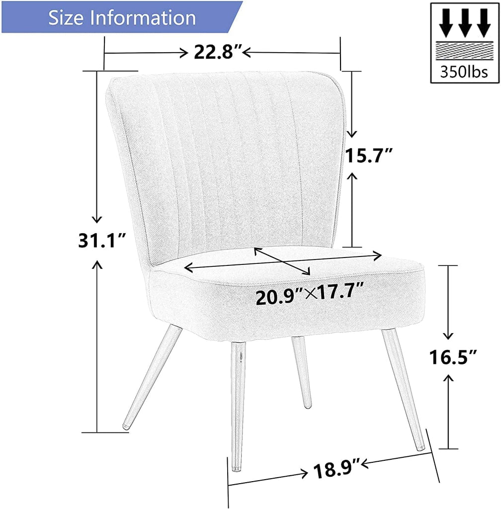 Accent Chair Set of 2 Upholstered Living Room Chairs Modern Bedroom Furniture Sets Armless Slipper Club Chair Guest
