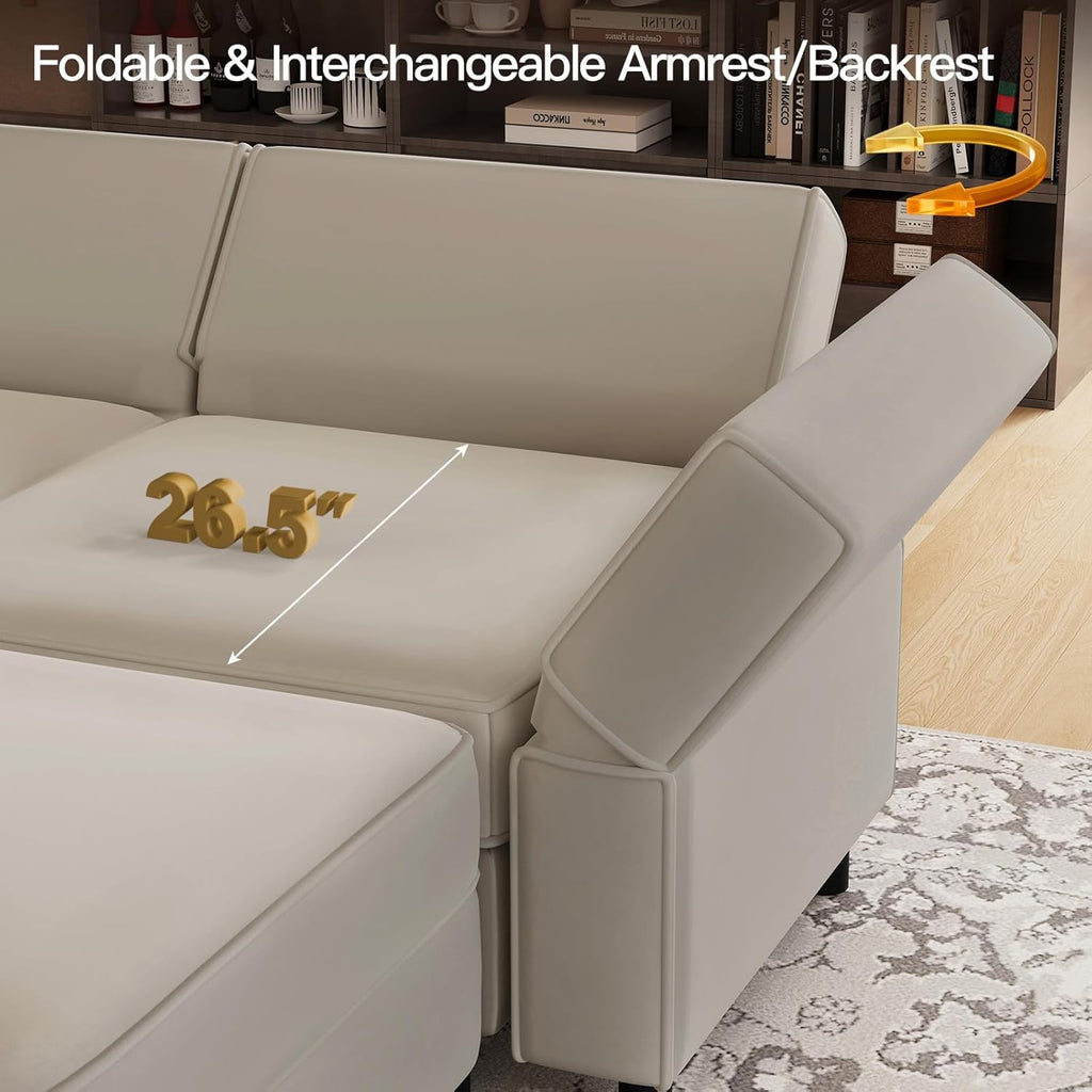 Modular Sectional Sofa Couch with Ottoman L Shape Corner Couch with Storage Modular Sofa with Chaise Velvet Grey...