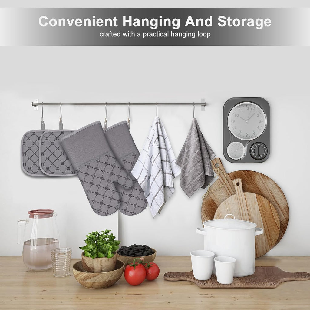 Oven Mitts Kitchen Towels Dishcloths with Pot Holders Sets 12PCS, Dish Towels Sets, Oven Gloves Pot Pads Heat