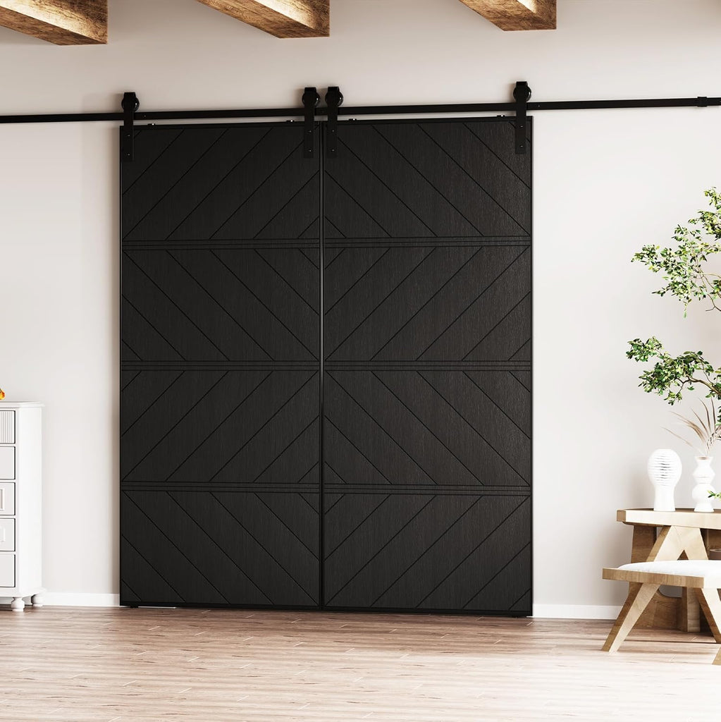 60"(Double 30") x 84" Sliding Barn Door, MDF, with Waterproof Surfac, DIY Assemble, Pre-drilled Barn