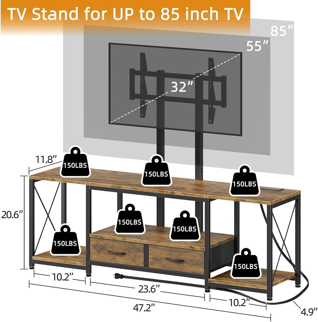 LED TV Stand with Mount and Power Outlet & Fabric Drawers for 32-85 Inches TV - Entertainment Center and Corner Tv