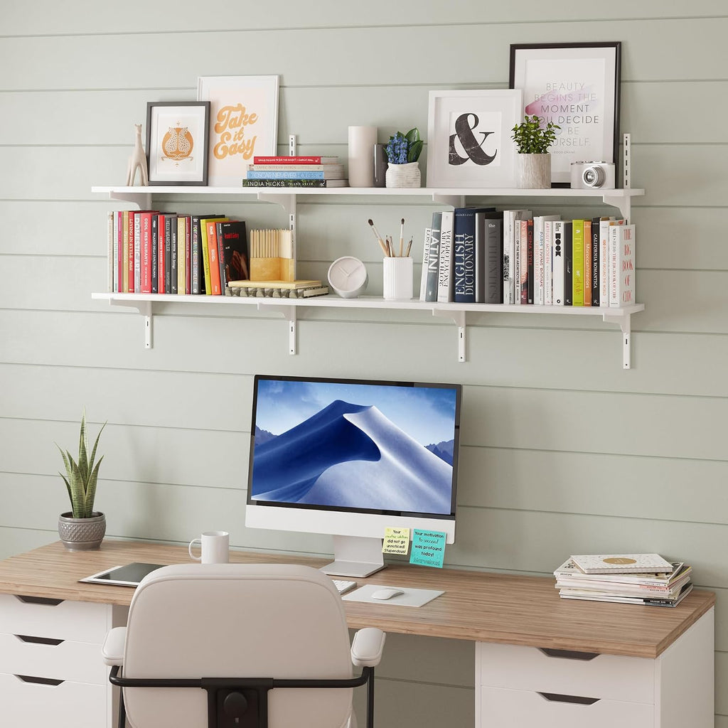 Turin 60 inch x 8 in Floating Shelves for Wall Decor, Floating Book Shelf , Wall Shelves with Adjustable Standard