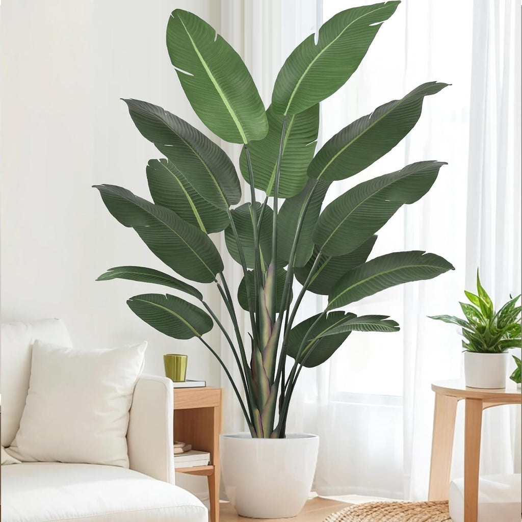 8ft Tall Bird of Paradise Artificial Tree (94 Inch) with Large Trunks and Realistic Leaves Big Faux Floor Potted