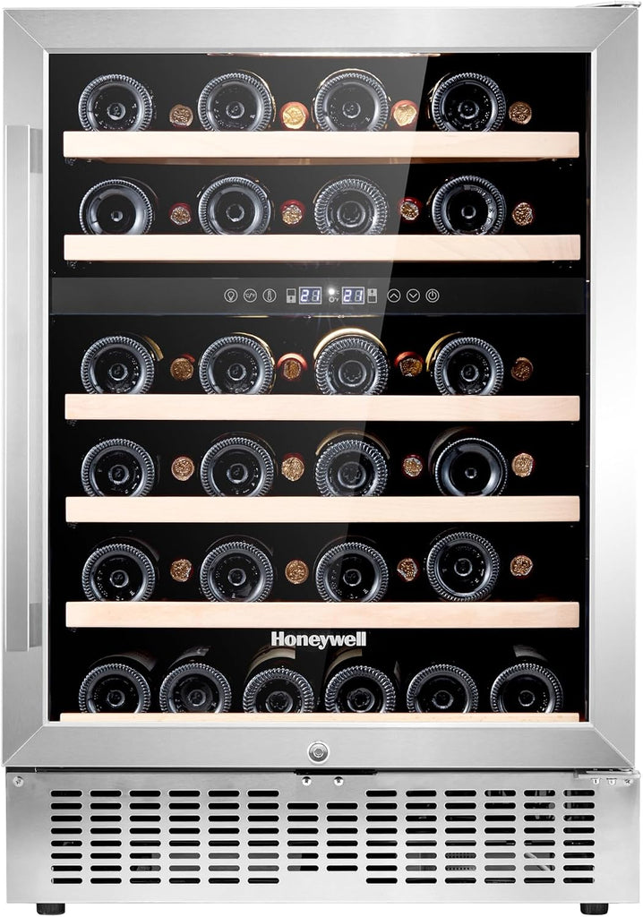 46 Bottle Dual Zone Compressor Wine Cooler Refrigerator, Large Freestanding Wine Cellar For Red, White