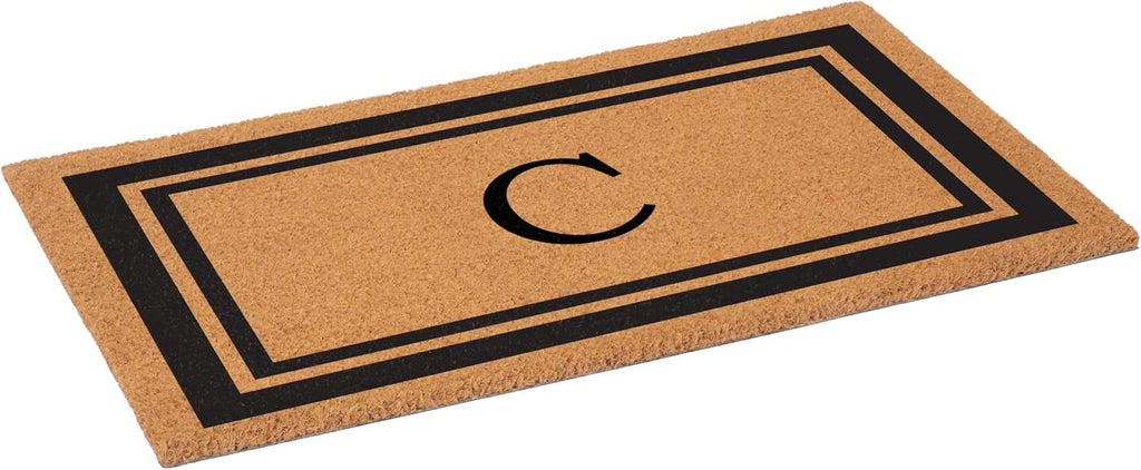 152961830C Black Border 18" x 30" Monogram Doormat, (Letter C)