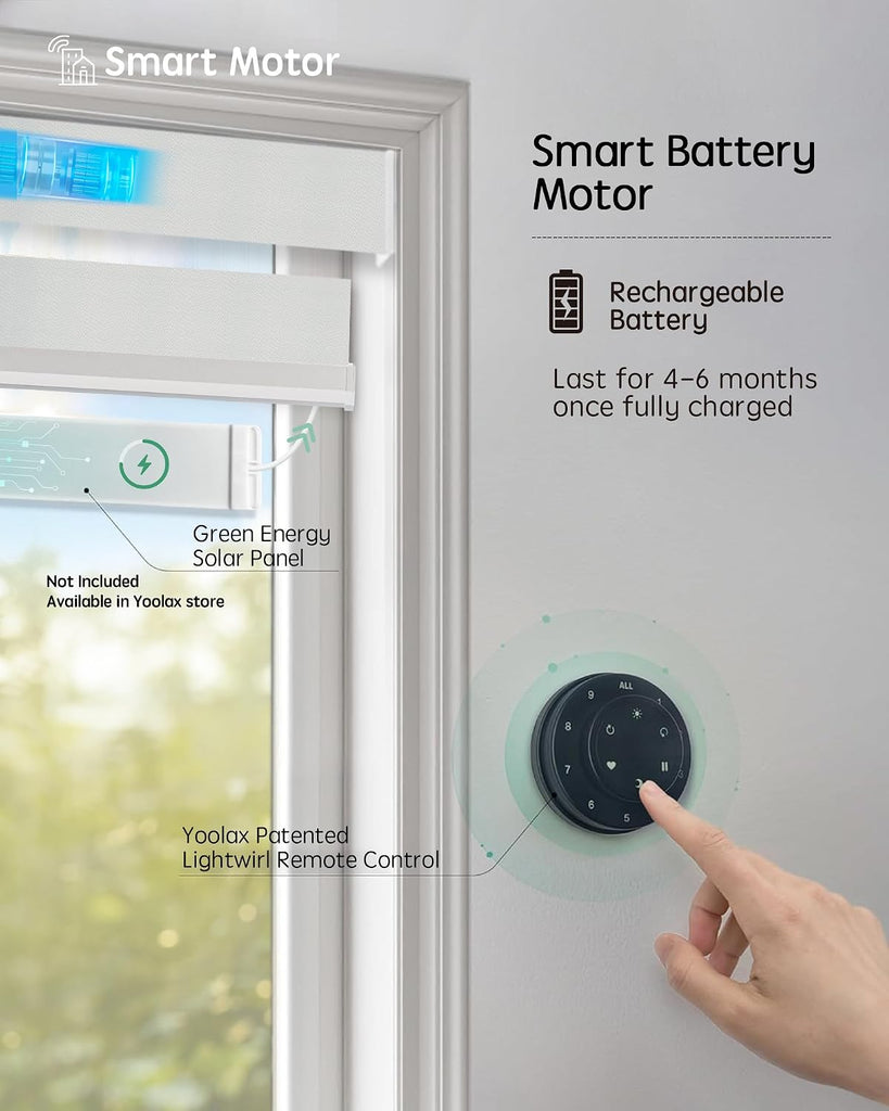 Motorized Zebra Blinds with Remote, Room Darkening Smart Blinds Work with Alexa, Apple Home, Google Home, Electric