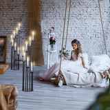 2 Pcs Acrylic Candelabra Centerpieces 48 Clear Candle Holder 7 Arm Black Pillar Taper Candlesticks with Acrylic Shade