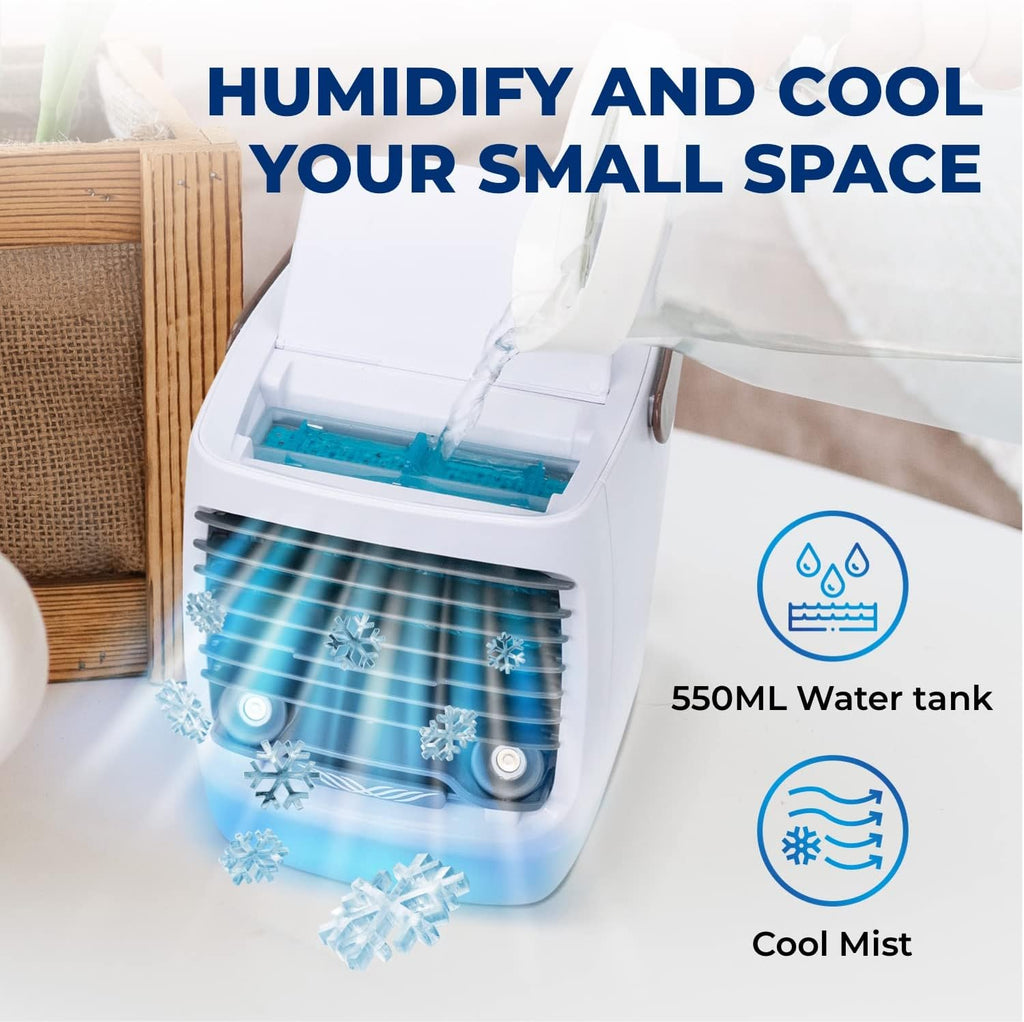 2.0 Evaporative Air Cooler for Room - 4-Speed Mini Portable Swamp Coolers with Humidifier | Indoor Personal Cooling