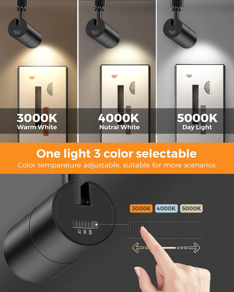 Zoomable 10W LED Track Lighting Heads H Type, Black 4 Pack