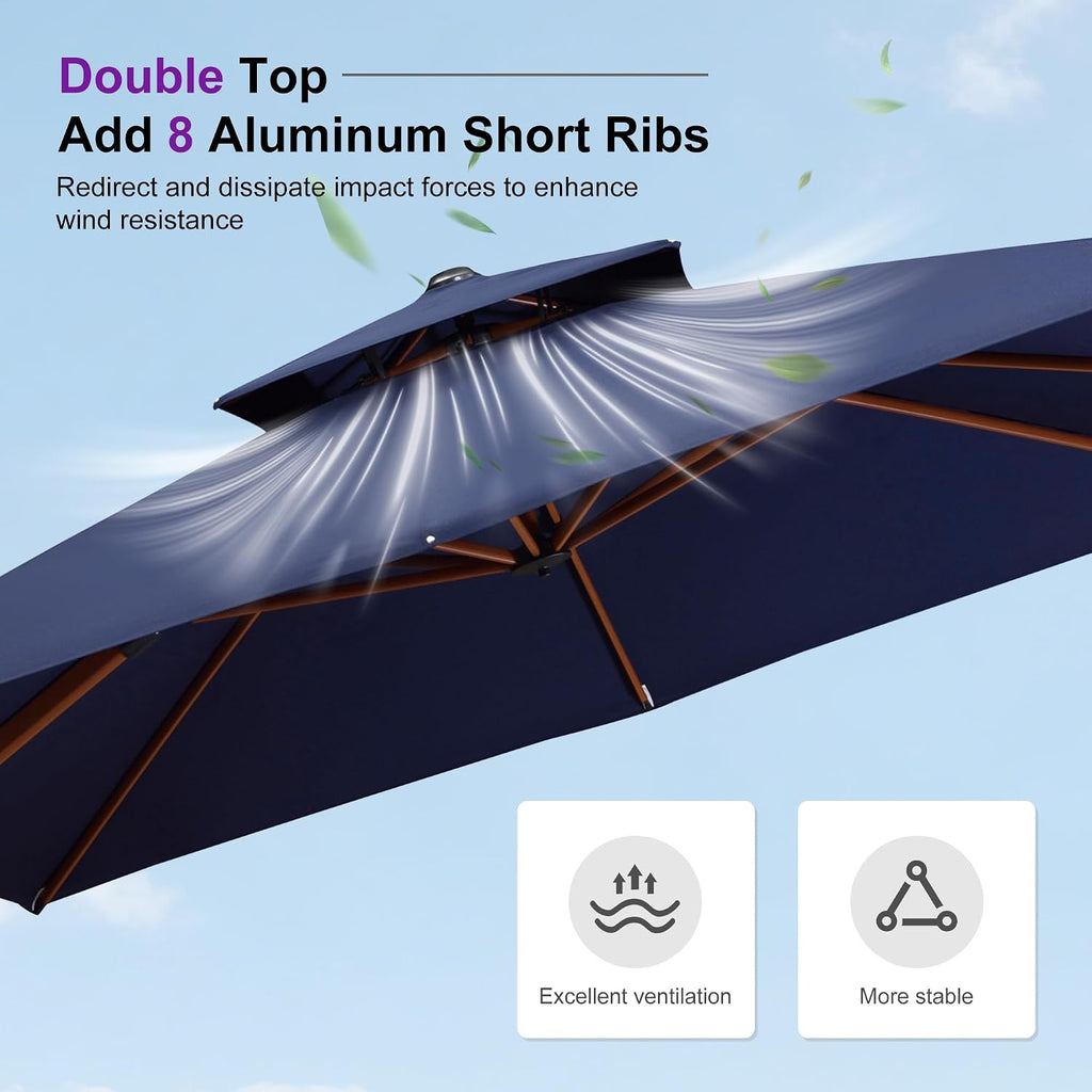 11ft Patio Umbrella Outdoor Round Umbrellas Large Cantilever Umbrella Windproof Offset Umbrellas Heavy Duty Sun