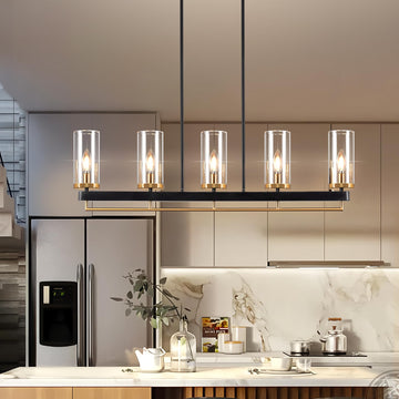 Dining Room Light Fixture 5 Light Linear Modern Chandeliers