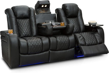 Anthem Home Theater Seating - Italian Leather - Power Recline Sofa - Fold-Down Table - Powered Headrests - Arm Storage