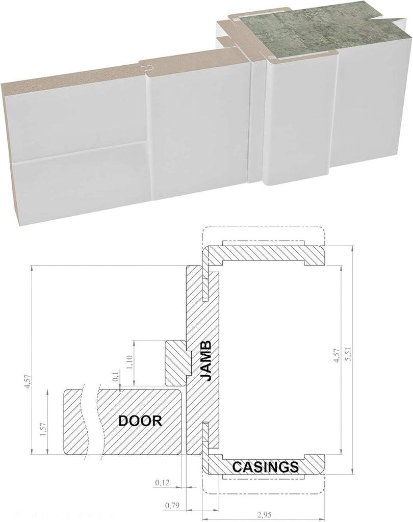 Quadro 4088 Interior Door 28 x 80 in, Single Swing Door Slab with Frosted Glass, White Solid MDF, Fr