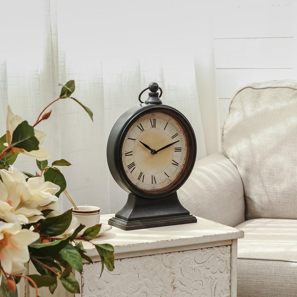 HOME Vintage Black Mantel Clocks for Fireplace