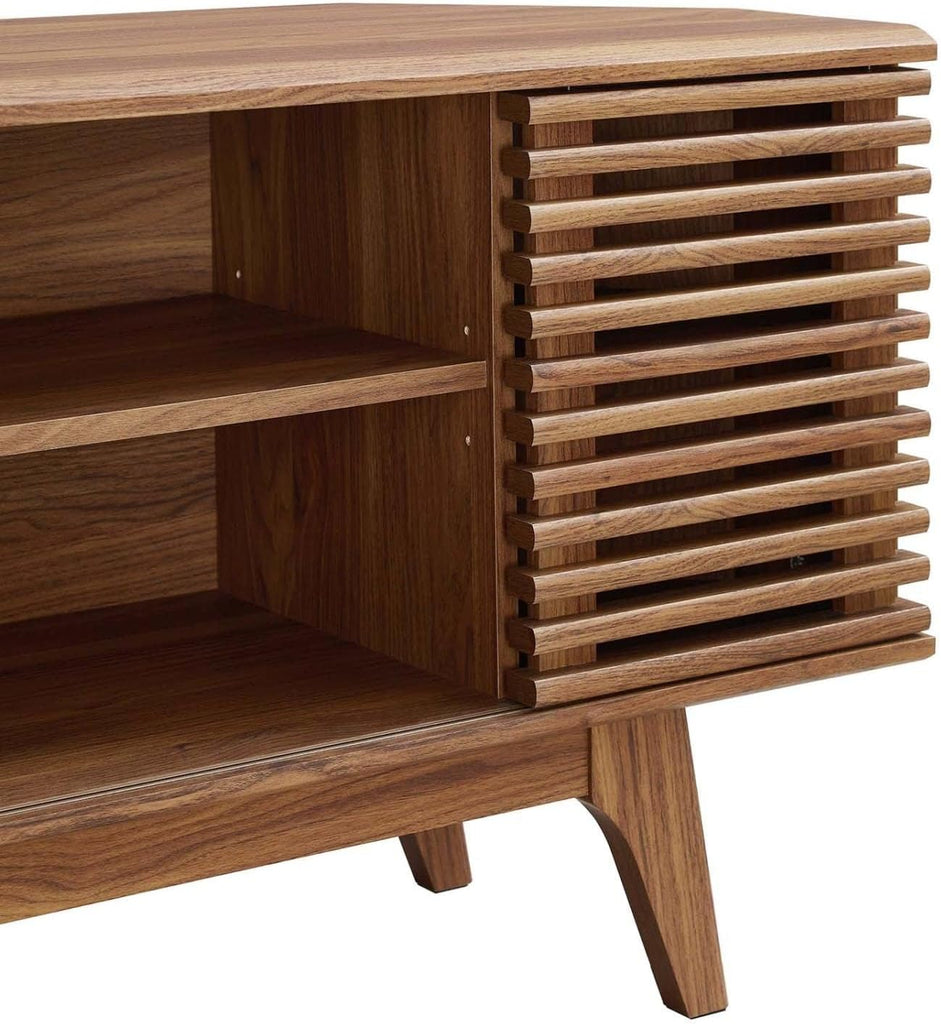 Render Mid-Century Modern Low Profile Corner Media TV Stand in Wal, 15 46 23