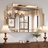 32"x48" Large Gold Mirror for Wall, Modern Decorative Mirror Rectangle Wall Vanity Mirror Bevelled Full Length Living
