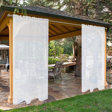 Waterproof Outdoor Sheer Curtains - 4 Panels Rod Pocket Indoor Voile Sheer Curtain, 52W x 108L inch, White