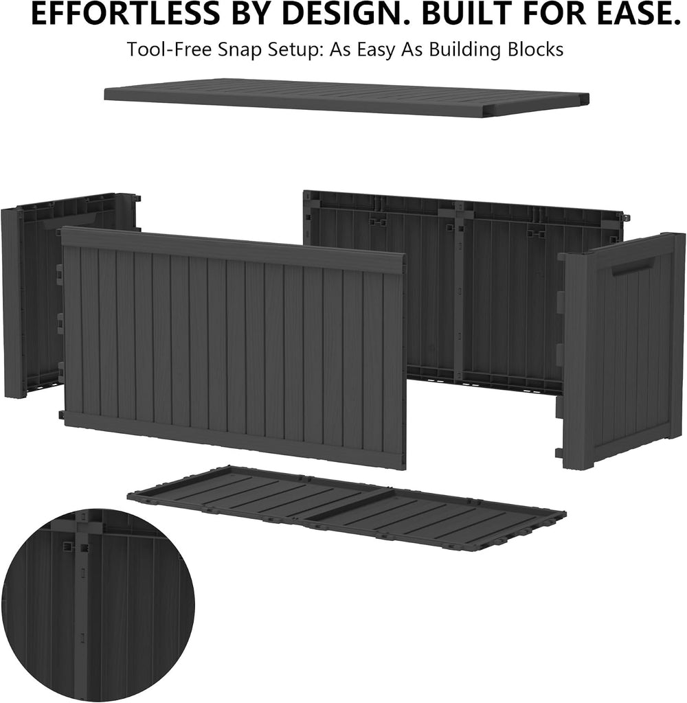 Outdoor Storage Box, 200 Gallon Waterproof Deck Box [Upgraded 3.0], Premium Hydraulic Cushion Storage Chest