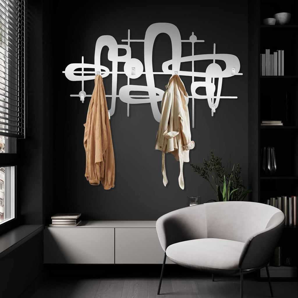Mid Century Metal Coat Rack, Abstract Coat Hooks Wall Decor, Mid Century Luxury Wall Mount, Retro Art Coat Rack, Key