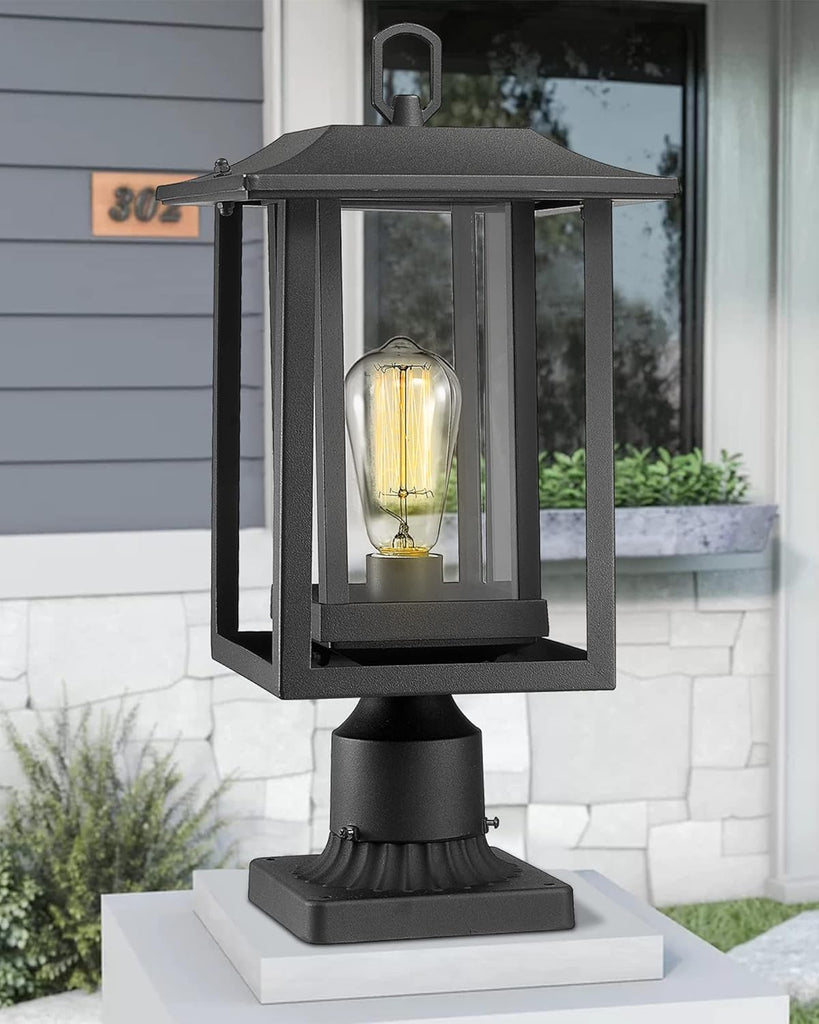 Outdoor Post Light, Large Exterior Lamp Post Light Pier Mount Lantern with Base