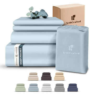 100% Tencel Sheets, 18" Deep Pocket, Sterling Blue, 4PC King