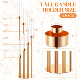 Tessco 4 Sets Gold 7 Arm Floor Candelabra 46.5'' Tall Floor Candle Holders Metal Candle Holders with Acrylic