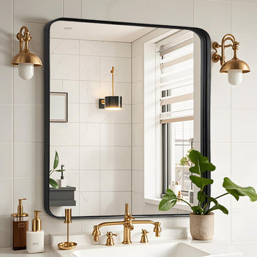 Black Bathroom Vanity Mirror Over Sink 30x30, Small Wall Square Mirror