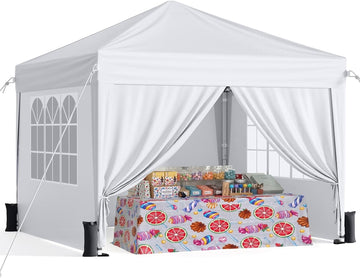 10x10 Pop Up Canopy with Sidewalls, One Push Instant Canopy Tent with Carry Bag for Events, Parties, Beach, Camping