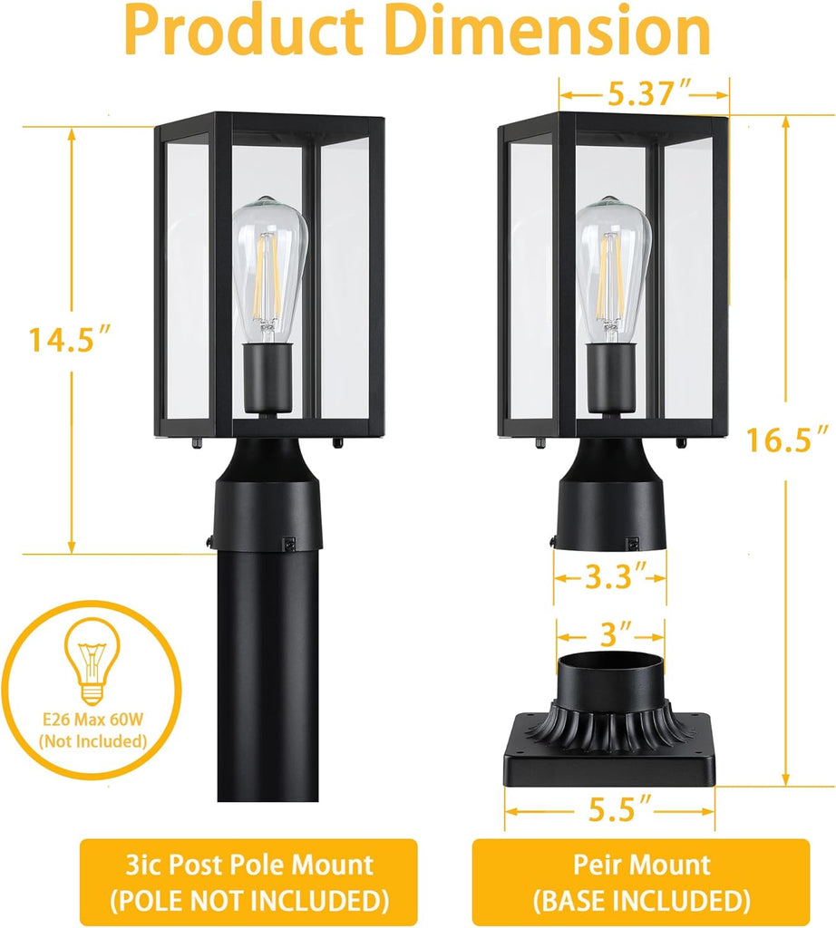 Outdoor Post Lights with Pier Mount Base
