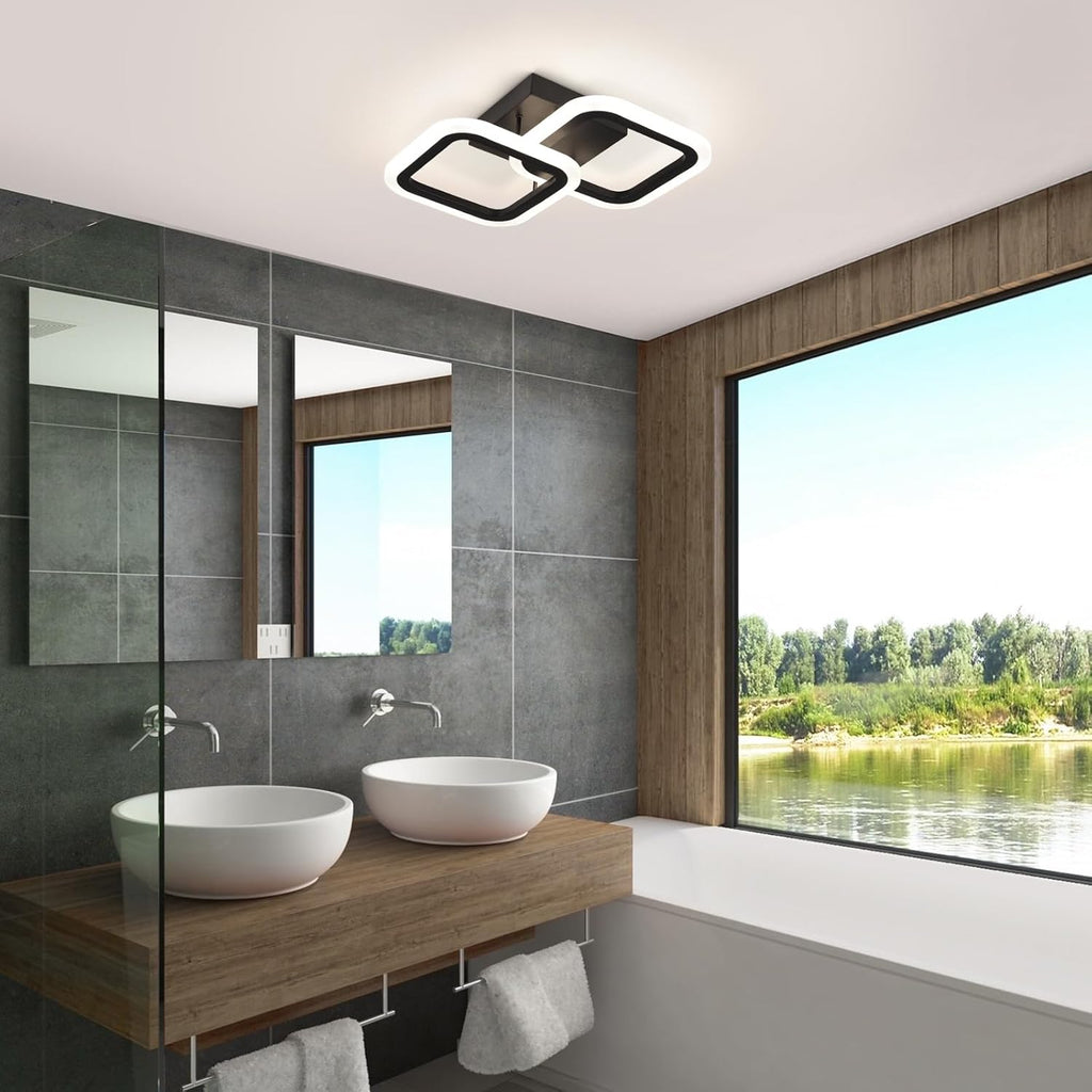 Black Led Ceiling Light,4500K Daylight White Modern Hallway Light Fixtures, Acrylic Indoor LED Ceiling Light Fixtures