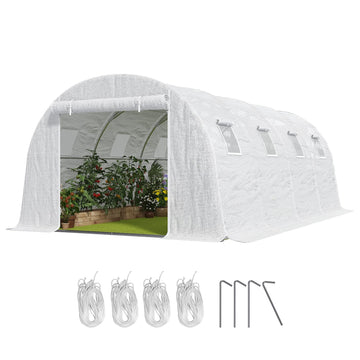 20*10*7FT Walk-in Tunnel Greenhouse, Galvanized Steel, White