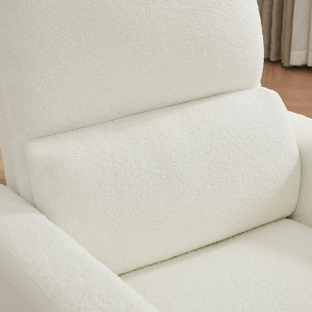 Swivel Rocker Recliner, Oversized Boucle Glider Recliner Nursery, Teddy Manual Swivel Rocking Reclining Chairs with