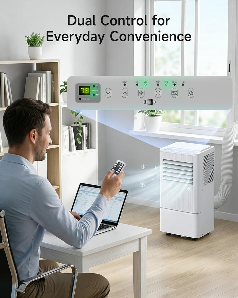Portable Air Conditioners, 10000 BTU Air Conditioner Portable for Room Up to 450 Sq.Ft, Remote Control, 24H Timer