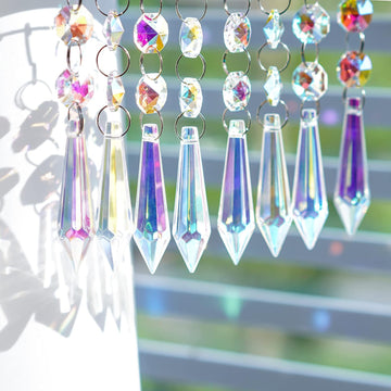20 Pcs 55mm Aurora Crystal Icicle Prisms Chandelier Decor Sun Catchers - Aurora Crystal Icicle Prisms Pendants