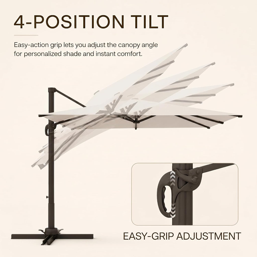 9' X 12' Cantilever Patio Umbrella with Base Included