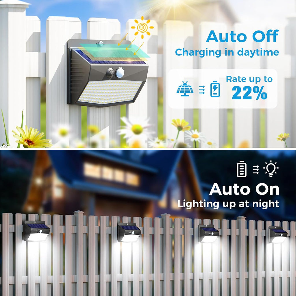 6 Packs] Solar Lights Outdoor Motion Sensor Solar Security Lights Waterproof with 3 Lighting Modes Solar Powered Wall