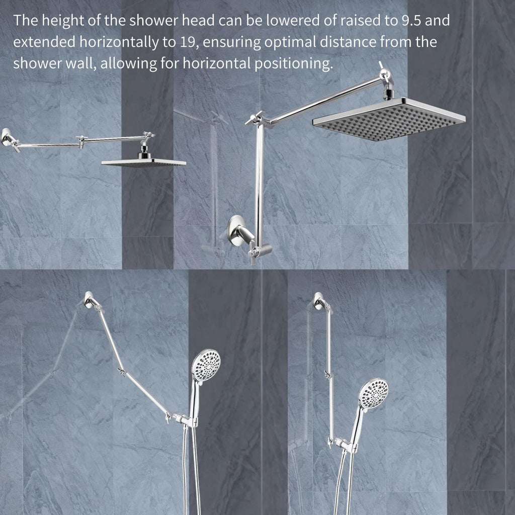 19 Inch Shower Head Extension Arm, G1/2 Universal Thread, Chrome